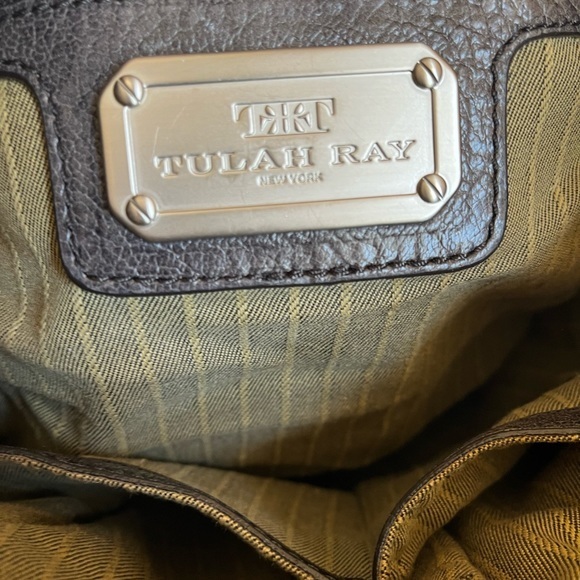 Tulah Ray Gray Distressed Leather Split Zip Satchel GUC - Picture 5 of 13